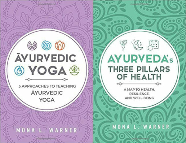 Covers of Mona Warner's two Ayurveda Yoga books.